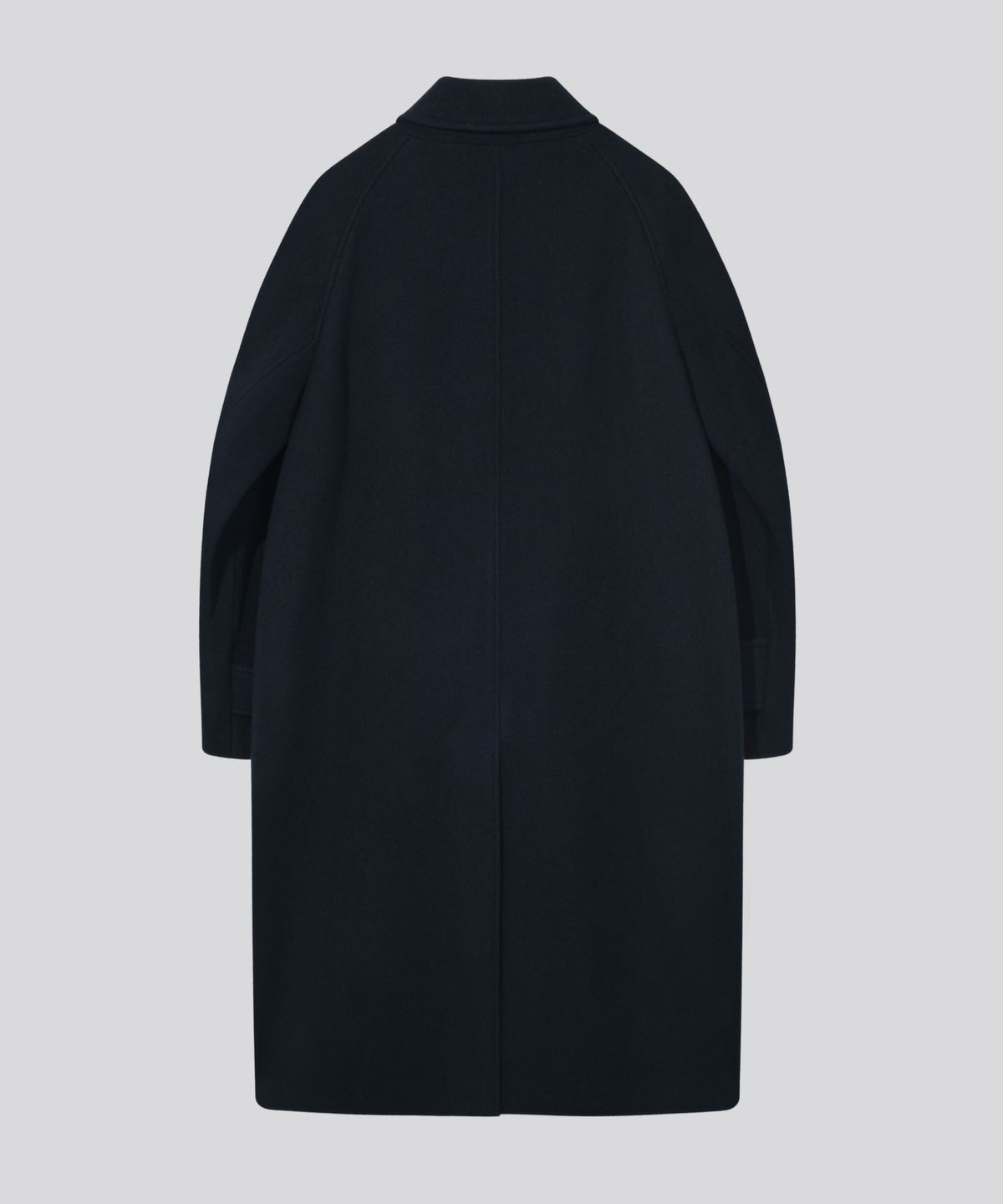 키뮤어(KIIMUIR) [Drape Wool] 캐시미어블렌드 세미오버핏 포켓 발마칸 코트_네이비