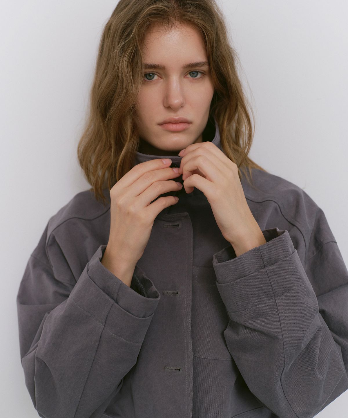 카셀(CACELE) RELAXED POCKET COTTON JACKET, DUSTY GRAY