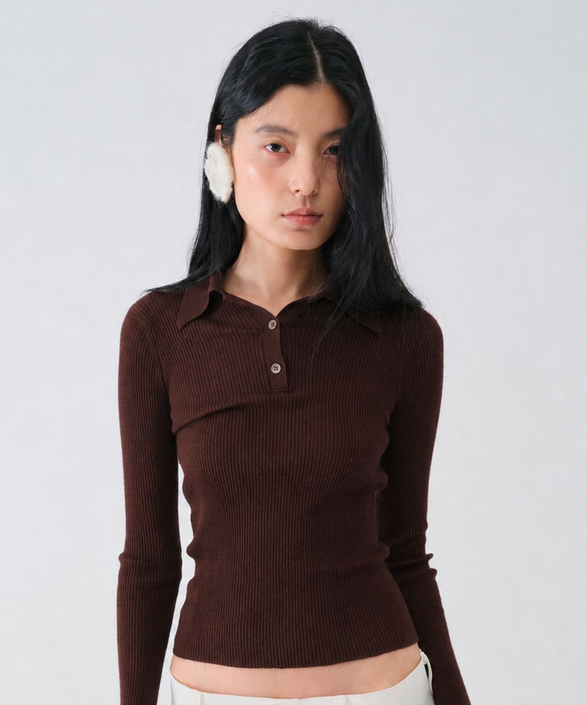 센토르(CENTAUR.KR) TENCEL WOOL ESSENTIAL SLIM KNIT_BROWN