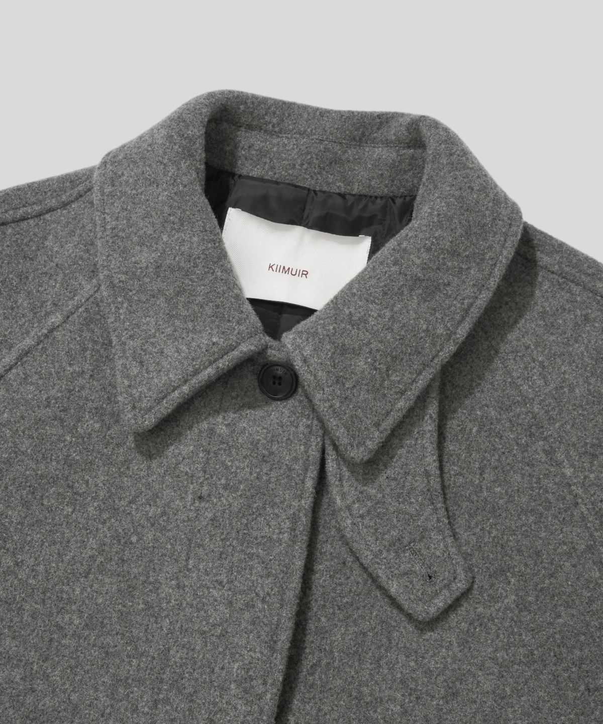 키뮤어(KIIMUIR) [Drape Wool] (우먼) 캐시미어블렌드 세미오버핏 발마칸 로브코트_그레이