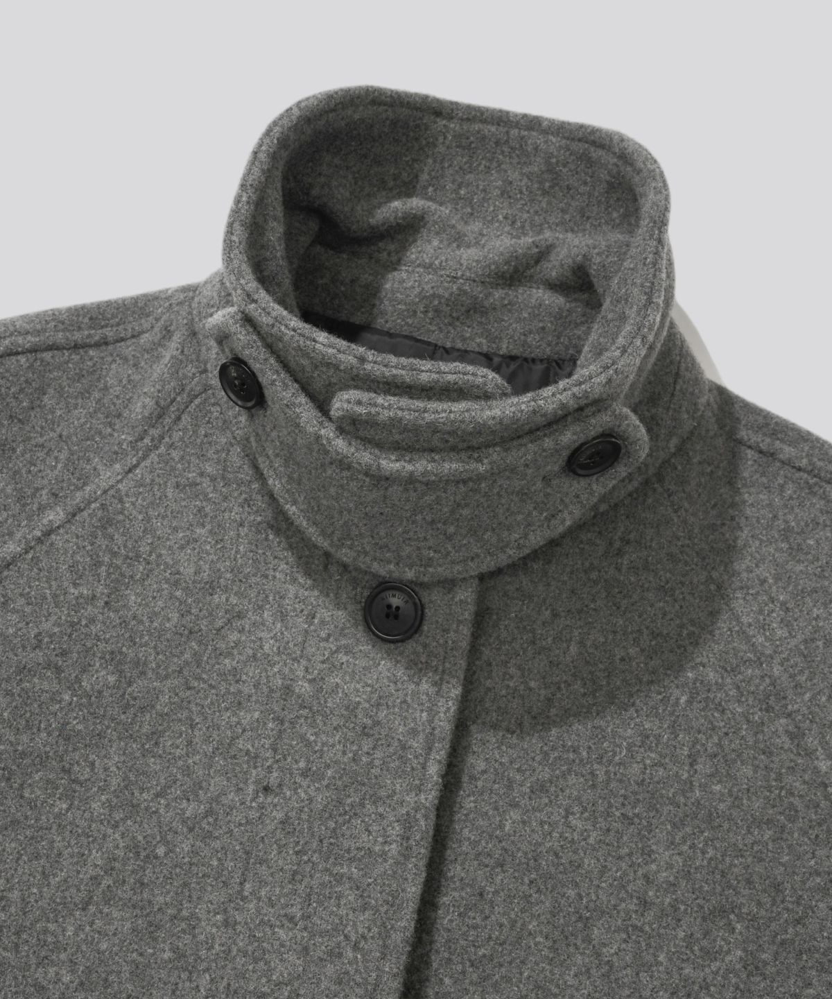 키뮤어(KIIMUIR) [Drape Wool] (우먼) 캐시미어블렌드 세미오버핏 발마칸 로브코트_그레이