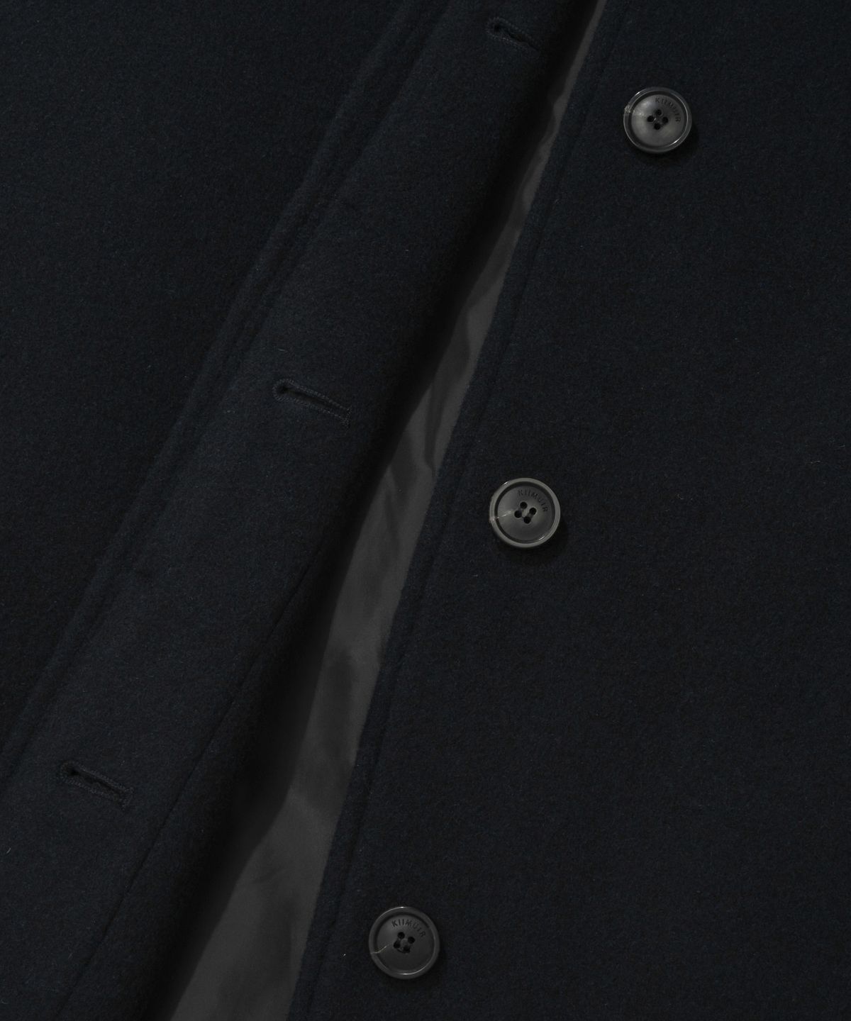 키뮤어(KIIMUIR) [Drape Wool] (우먼) 캐시미어블렌드 세미오버핏 발마칸 로브코트_네이비