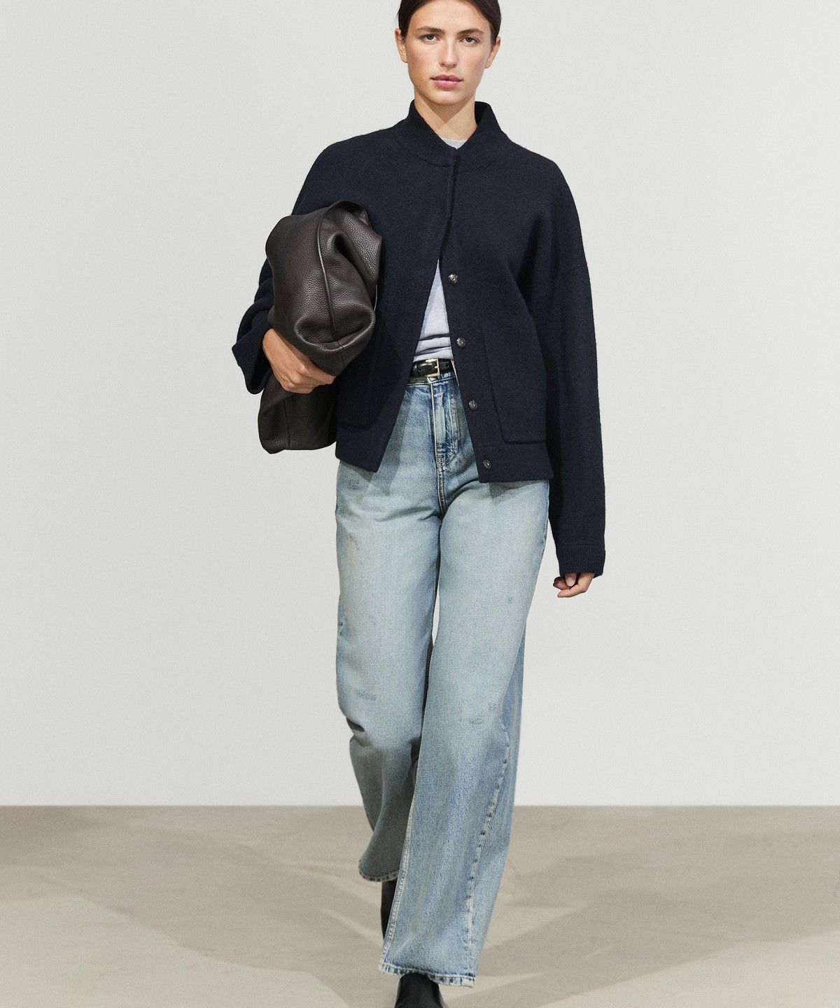 마시모두띠(MASSIMO DUTTI) 100% 울 포켓 봄버 자켓