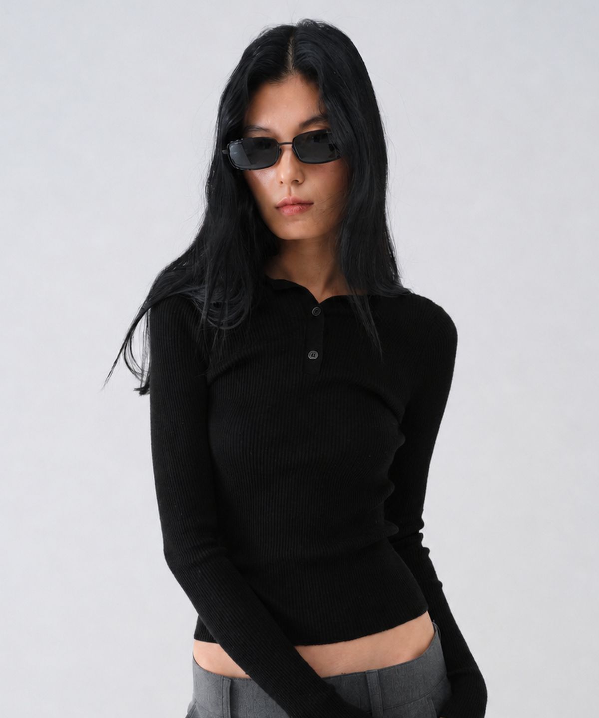 센토르(CENTAUR.KR) TENCEL WOOL ESSENTIAL SLIM KNIT_BLACK