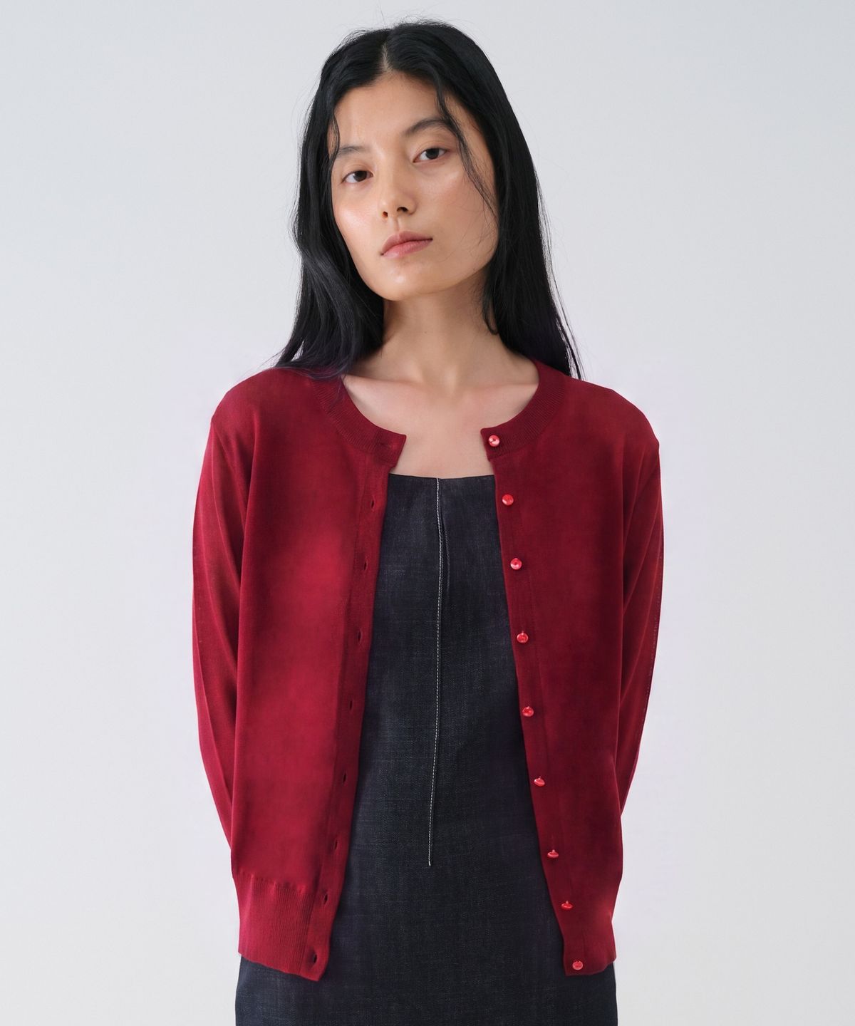 센토르(CENTAUR.KR) SOFT WOOL TENCEL ROUND CARDIGAN_RED