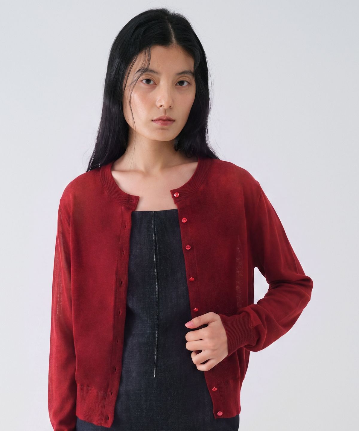 센토르(CENTAUR.KR) SOFT WOOL TENCEL ROUND CARDIGAN_RED