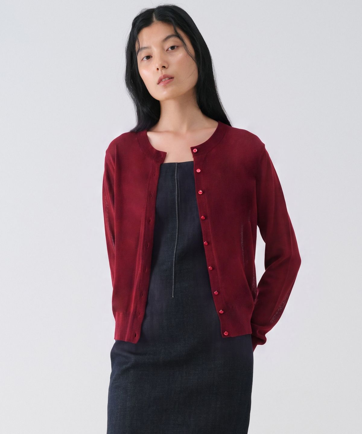 센토르(CENTAUR.KR) SOFT WOOL TENCEL ROUND CARDIGAN_RED