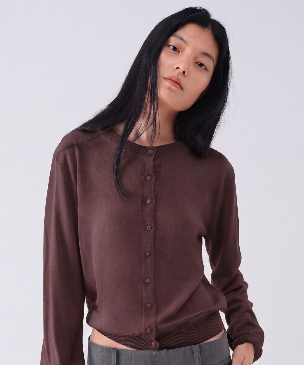 센토르(CENTAUR.KR) SOFT WOOL TENCEL ROUND CARDIGAN_BROWN