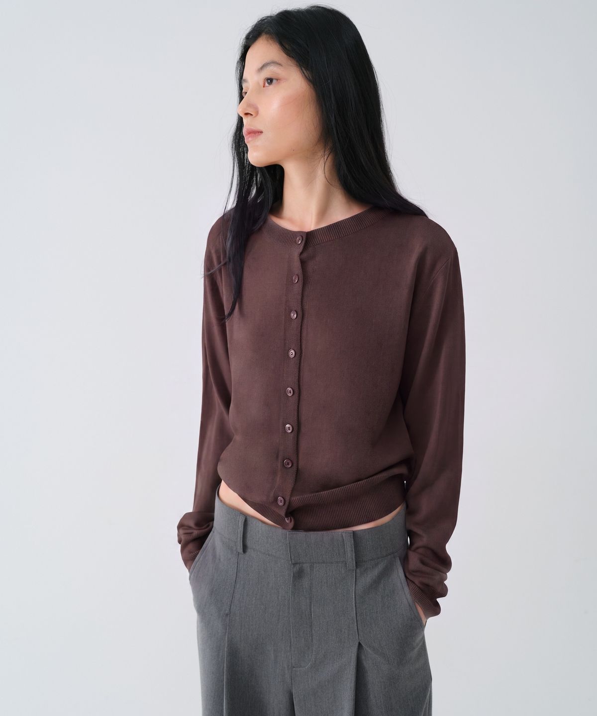 센토르(CENTAUR.KR) SOFT WOOL TENCEL ROUND CARDIGAN_BROWN