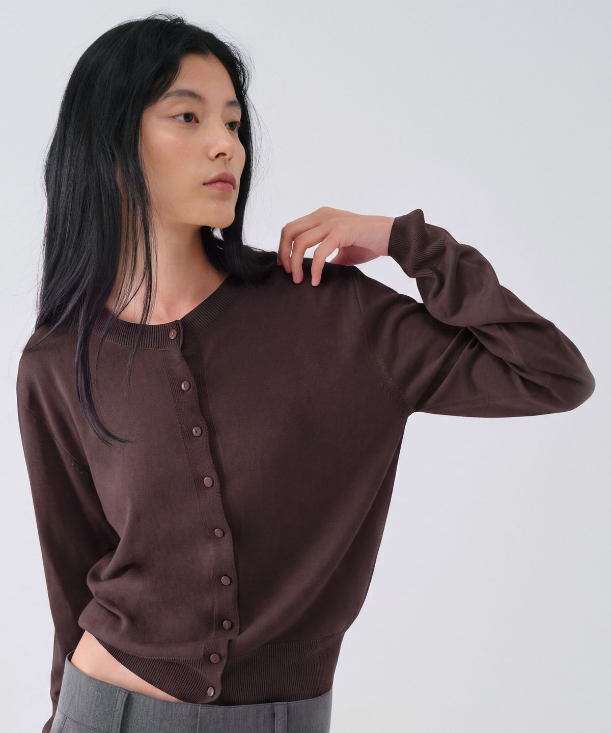 센토르(CENTAUR.KR) SOFT WOOL TENCEL ROUND CARDIGAN_BROWN