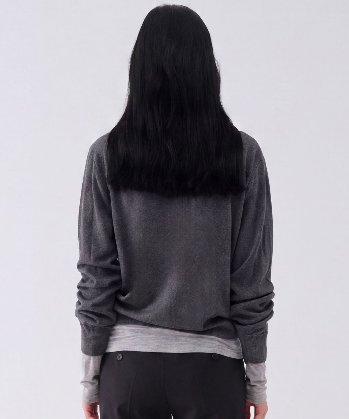 센토르(CENTAUR.KR) SOFT WOOL TENCEL ROUND CARDIGAN_CHARCOAL