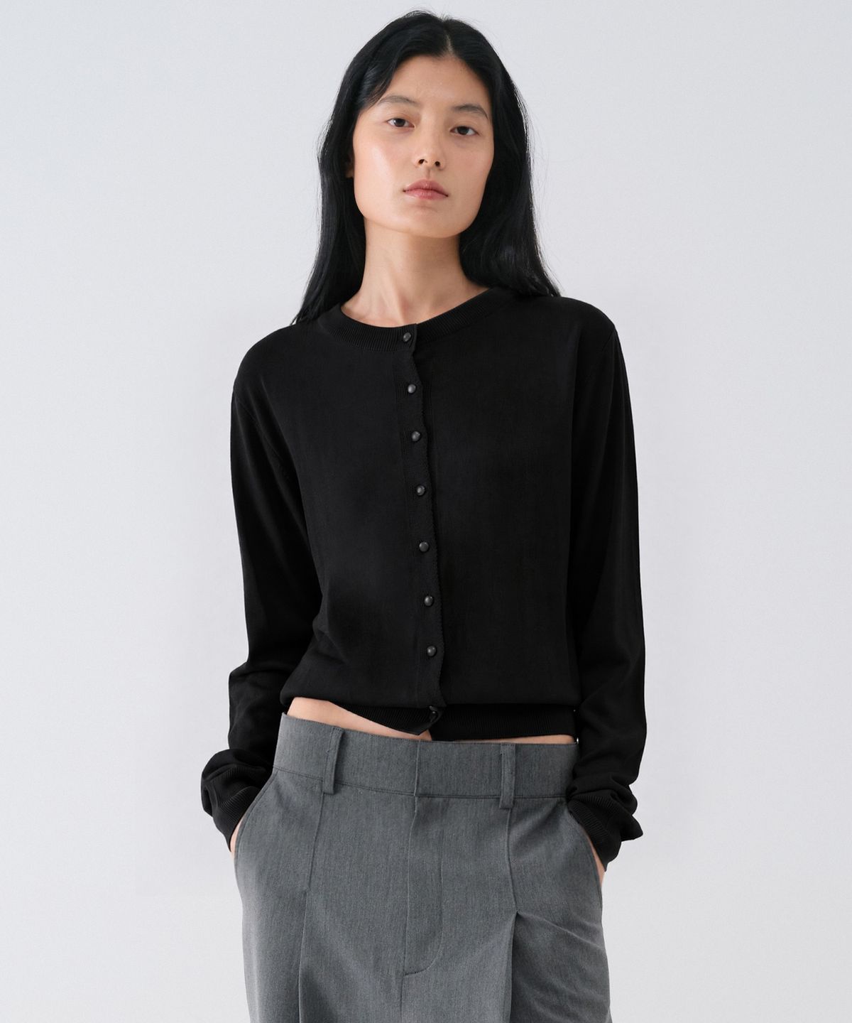 센토르(CENTAUR.KR) SOFT WOOL TENCEL ROUND CARDIGAN_BLACK