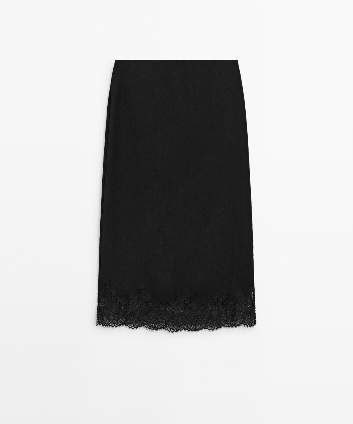 마시모두띠(MASSIMO DUTTI) 플루이드 미디 스커트에 레이스 디테일