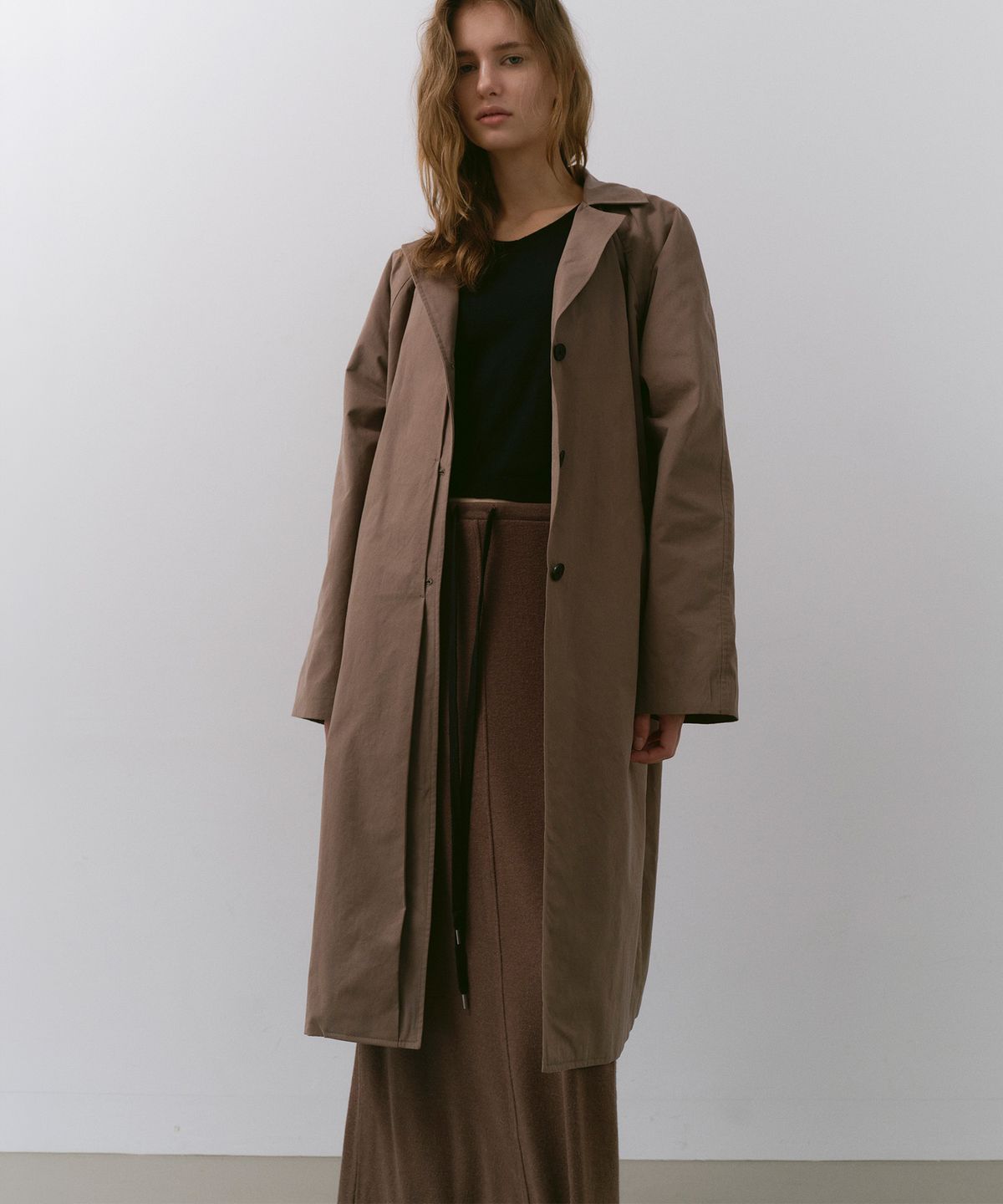 카셀(CACELE) PANEL FRONT TRENCH COAT, MOCHA