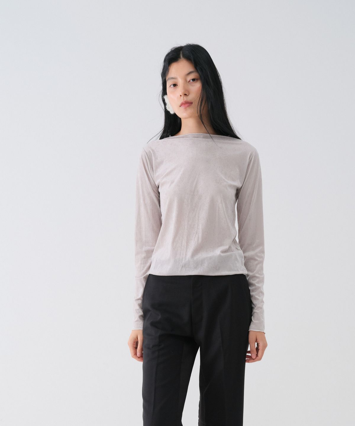 센토르(CENTAUR.KR) SHEER VELVET SLIM TEE_GRAY