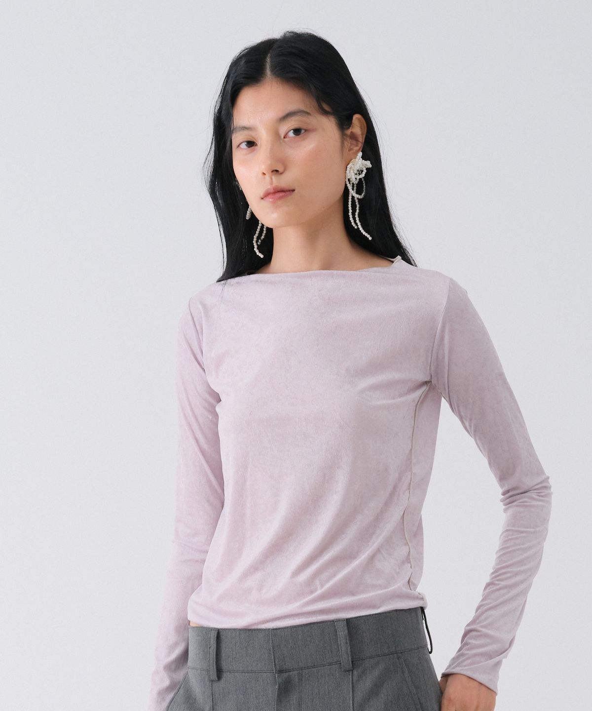 센토르(CENTAUR.KR) SHEER VELVET SLIM TEE_LIGHT PURPLE