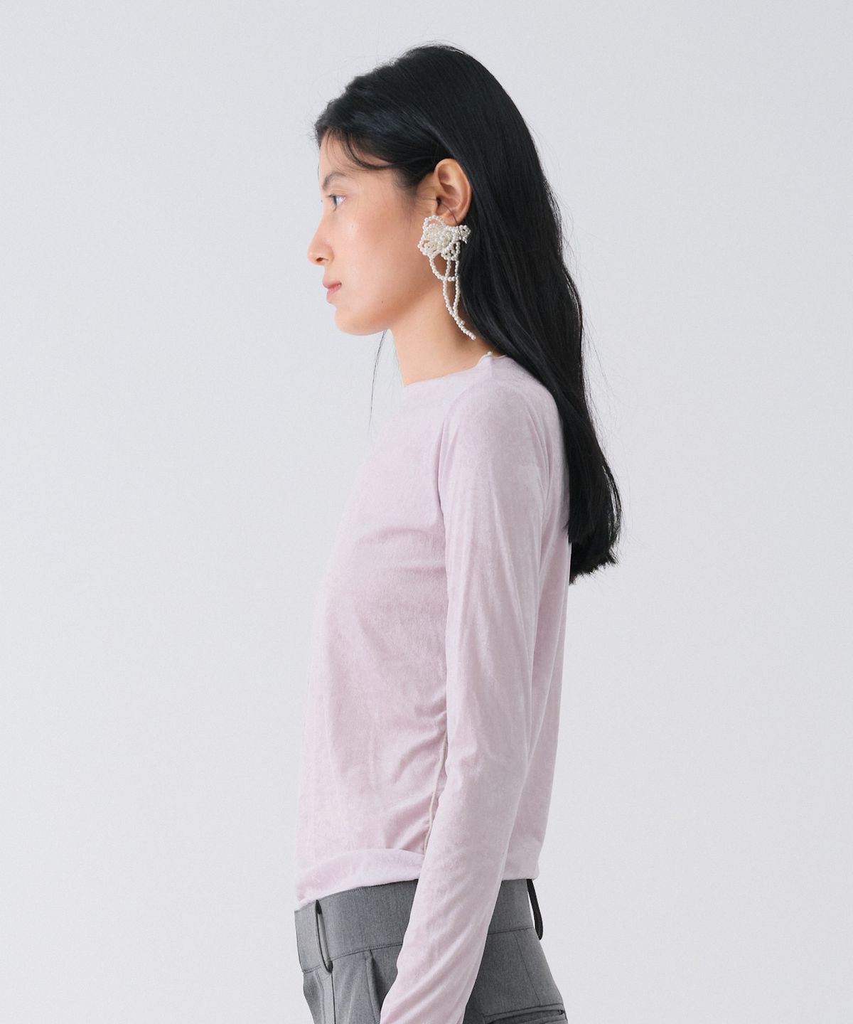 센토르(CENTAUR.KR) SHEER VELVET SLIM TEE_LIGHT PURPLE