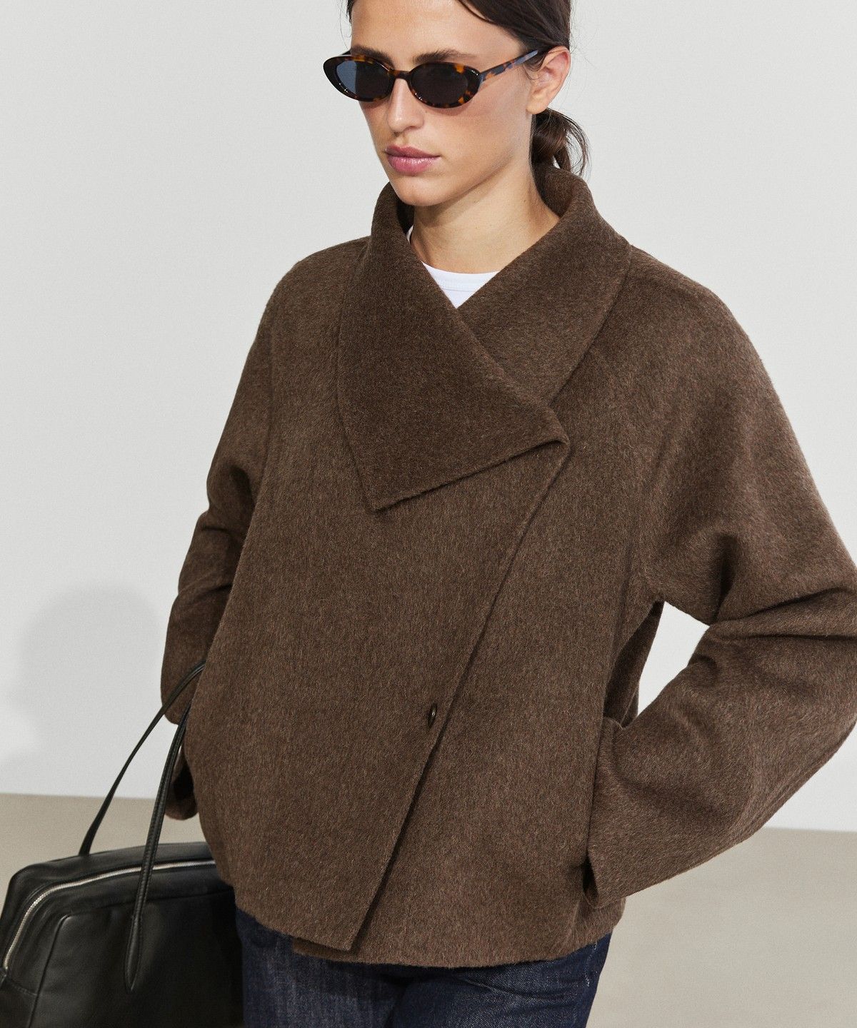 마시모두띠(MASSIMO DUTTI) 울 블렌드 사이드 클로저 쇼트 코트