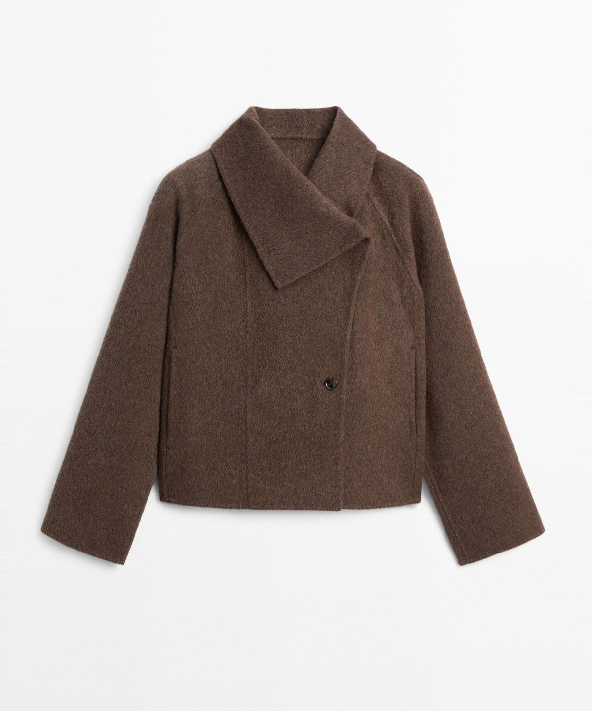 마시모두띠(MASSIMO DUTTI) 울 블렌드 사이드 클로저 쇼트 코트