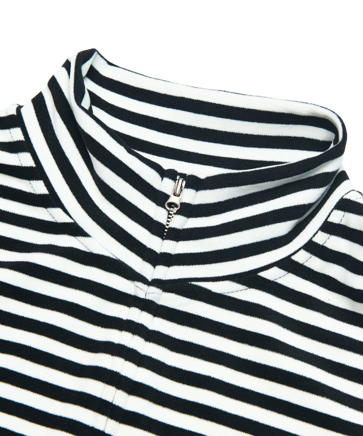 크루치(KRUCHI) STRIPE HALF ZIP UP (BLACK) WOMENS