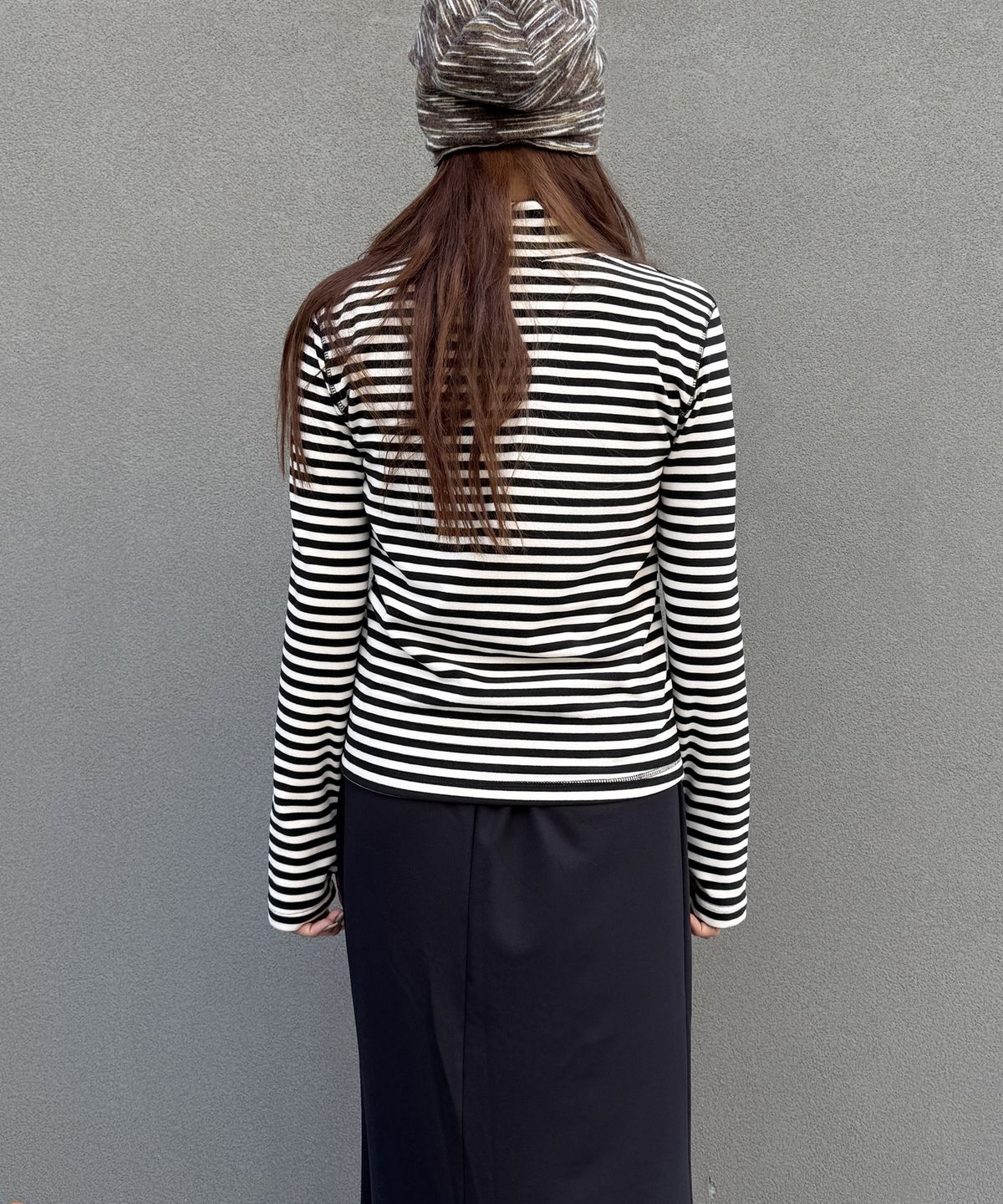 크루치(KRUCHI) STRIPE HALF ZIP UP (BLACK) WOMENS