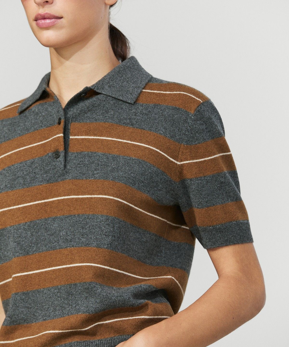 마시모두띠(MASSIMO DUTTI) 스트라이프 울 니트 폴로 셔츠