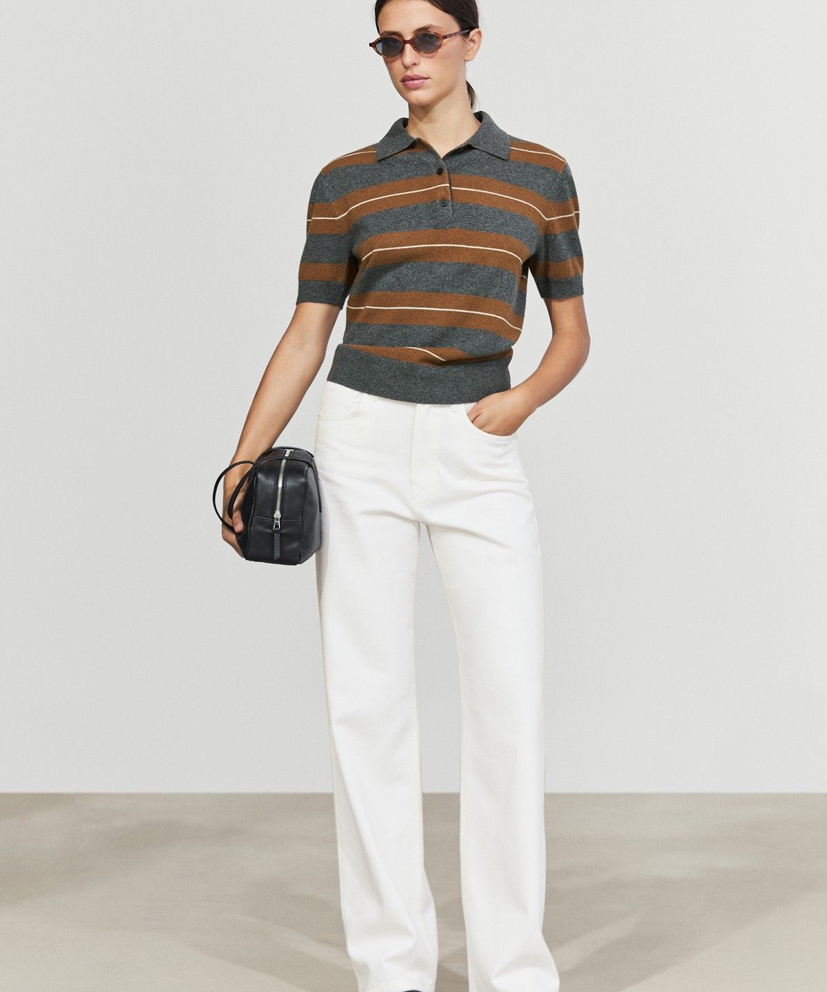 마시모두띠(MASSIMO DUTTI) 스트라이프 울 니트 폴로 셔츠