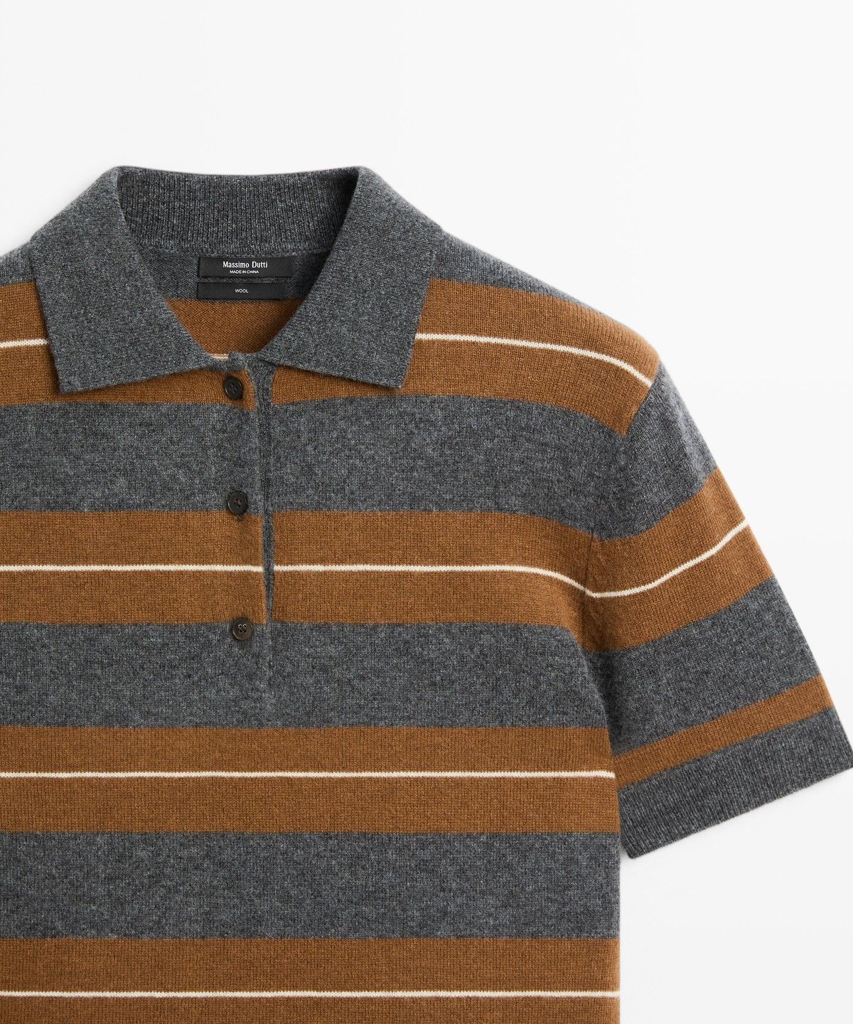 마시모두띠(MASSIMO DUTTI) 스트라이프 울 니트 폴로 셔츠