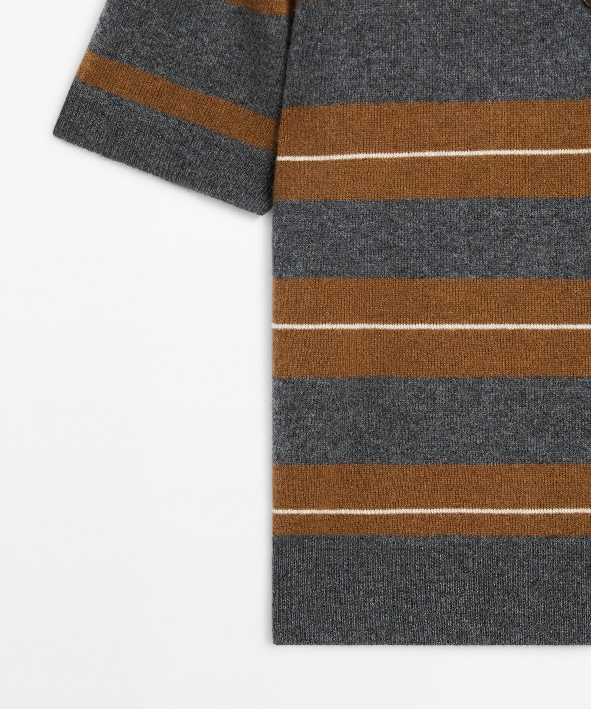 마시모두띠(MASSIMO DUTTI) 스트라이프 울 니트 폴로 셔츠