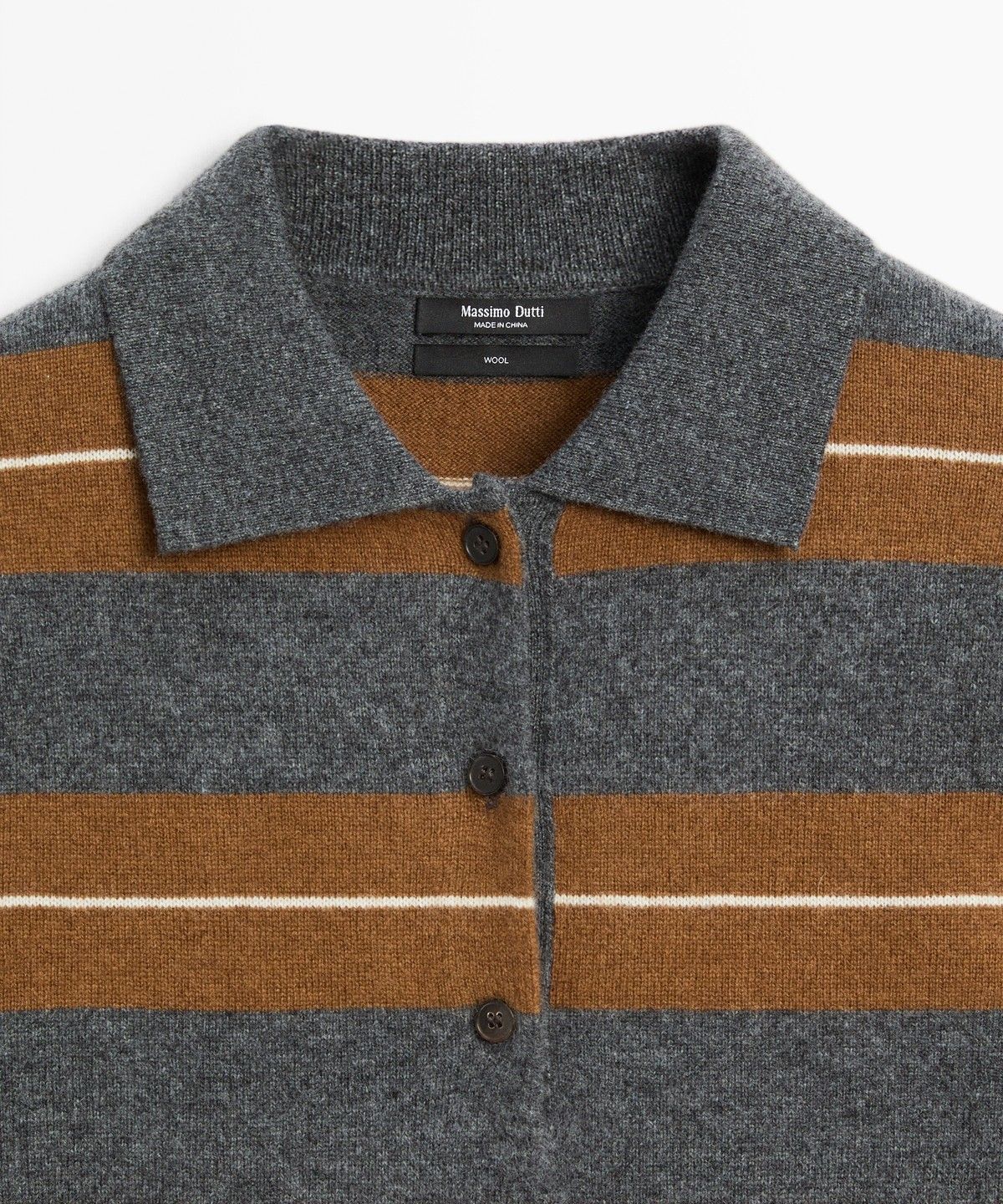 마시모두띠(MASSIMO DUTTI) 스트라이프 울 니트 폴로 셔츠