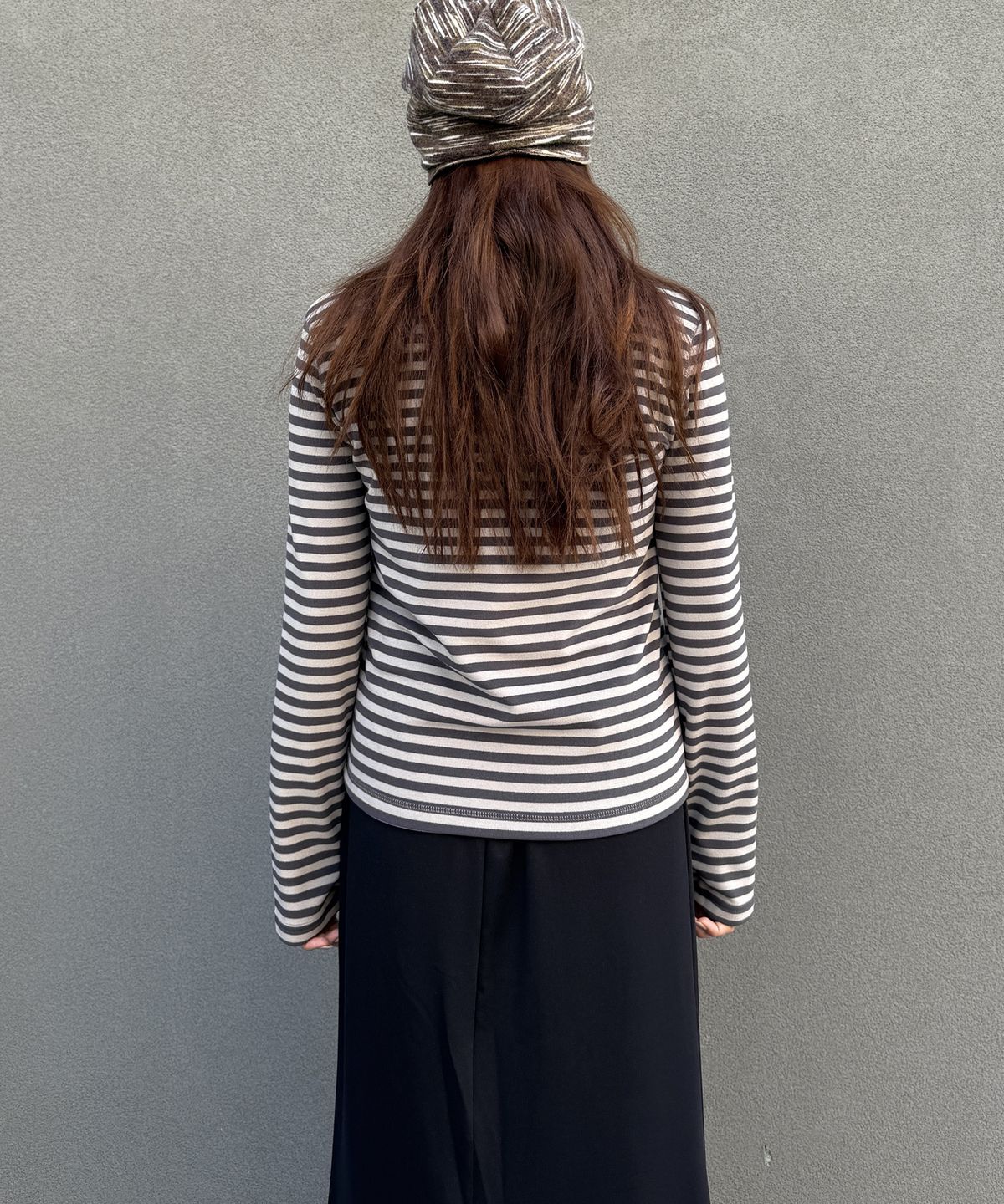 크루치(KRUCHI) STRIPE HALF ZIP UP (GREY) WOMENS