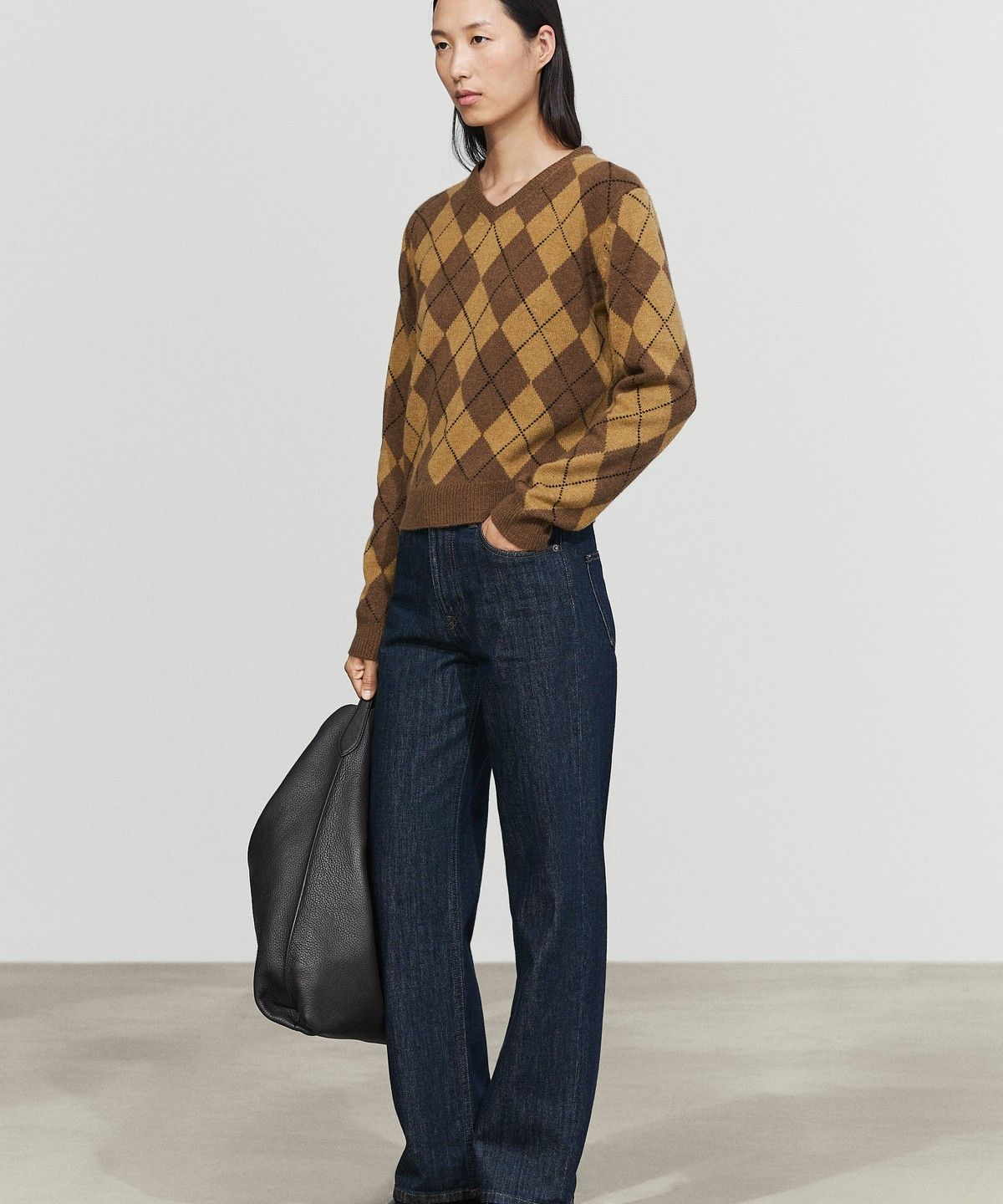 마시모두띠(MASSIMO DUTTI) 100% 울 아가일 니트 스웨터