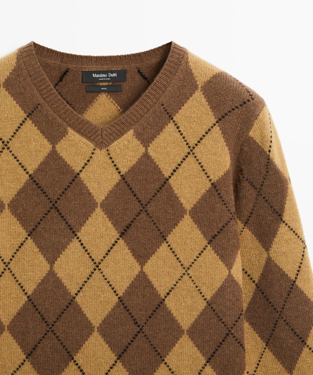 마시모두띠(MASSIMO DUTTI) 100% 울 아가일 니트 스웨터