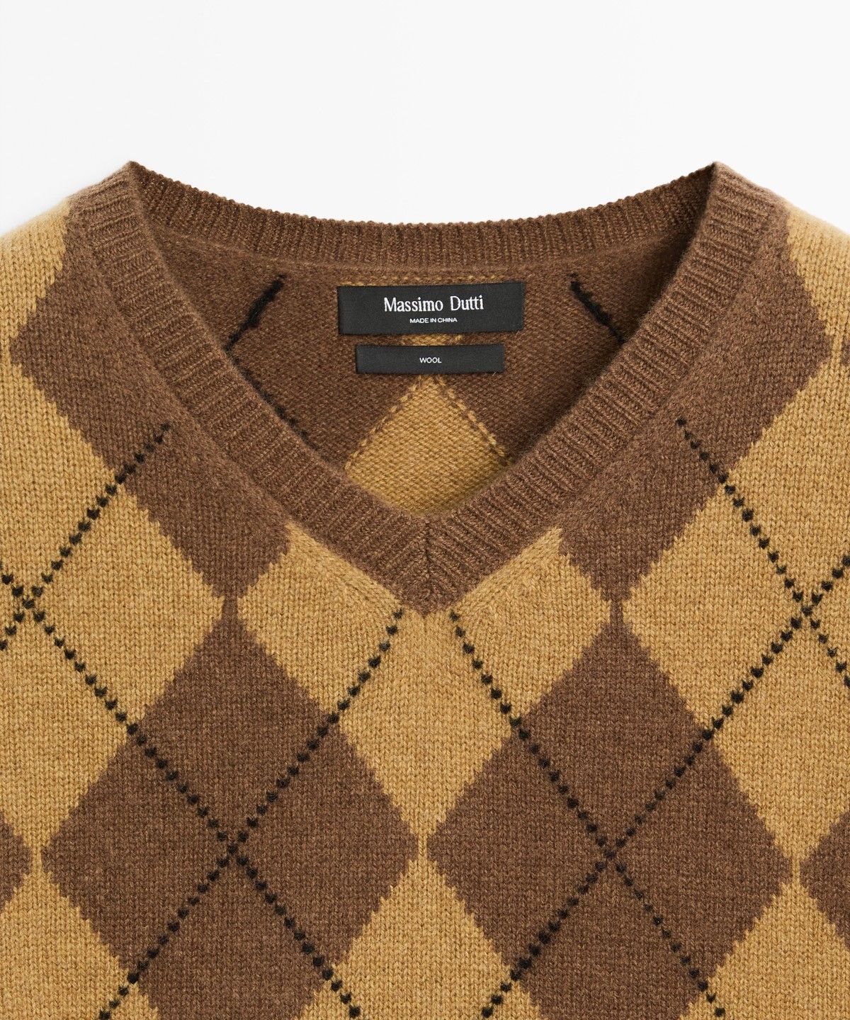 마시모두띠(MASSIMO DUTTI) 100% 울 아가일 니트 스웨터