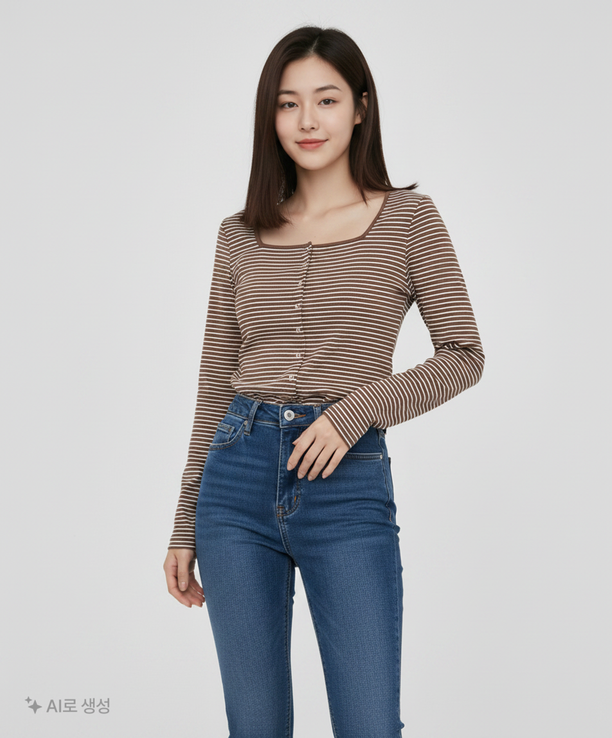 미쏘(MIXXO) 스퀘어넥 스트라이프 가디건_MIWCMF924A L