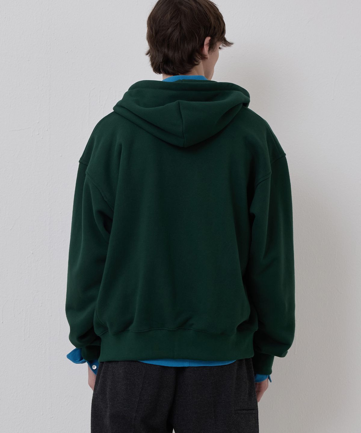 노앙(NOHANT) [기모] LONELY/LOVELY FLUFF HOODIE ZIP-UP GREEN NAVY