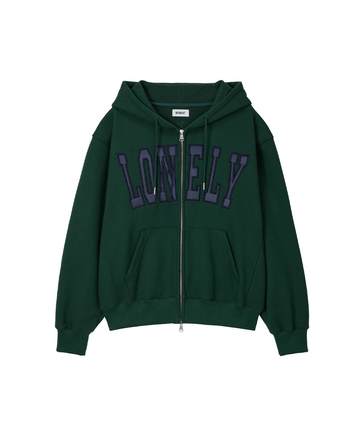 노앙(NOHANT) [기모] LONELY/LOVELY FLUFF HOODIE ZIP-UP GREEN NAVY