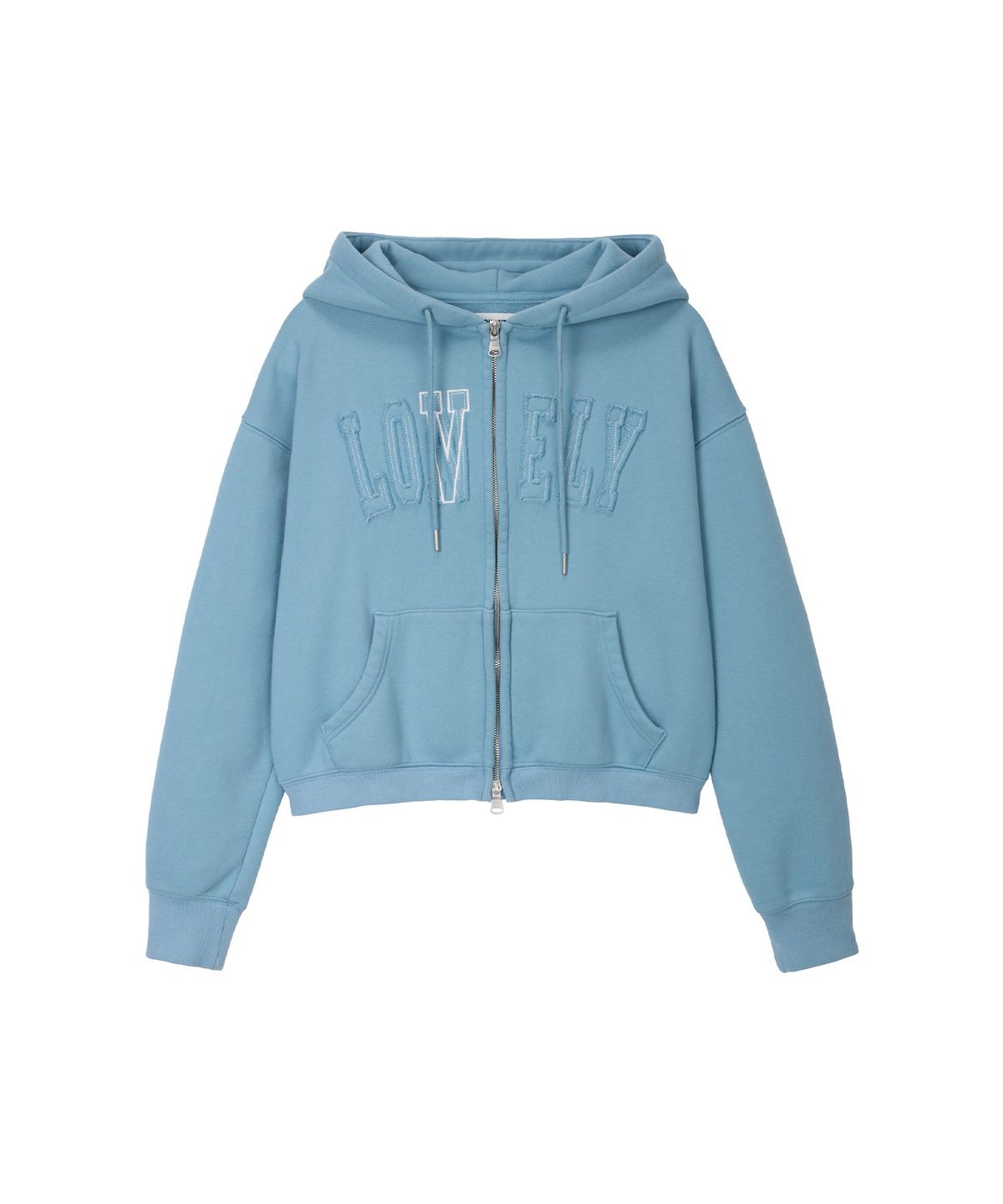 노앙(NOHANT) LONELY/LOVELY CROP HOODIE ZIP-UP SKY BLUE