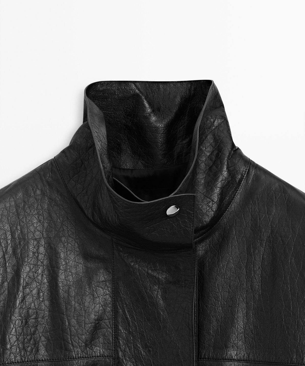 마시모두띠(MASSIMO DUTTI) 양가죽 하이넥 재킷