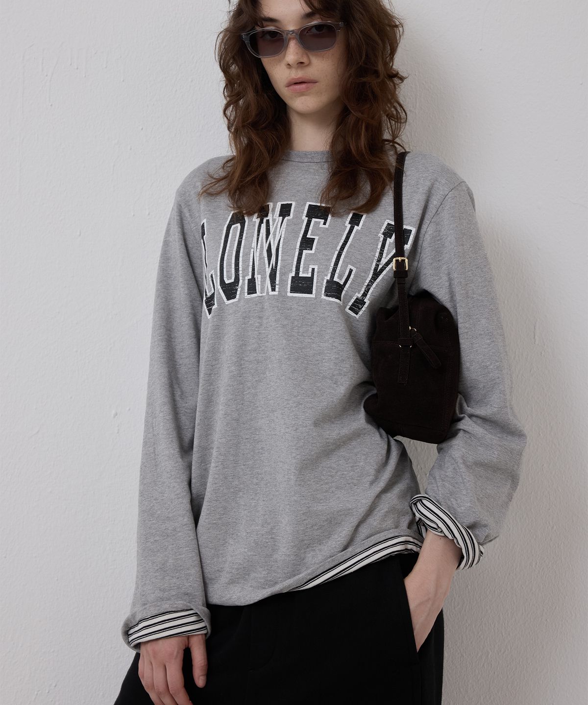 노앙(NOHANT) LONELY/LOVELY REVERSIBLE LONG SLEEVE T-SHIRT GRAY