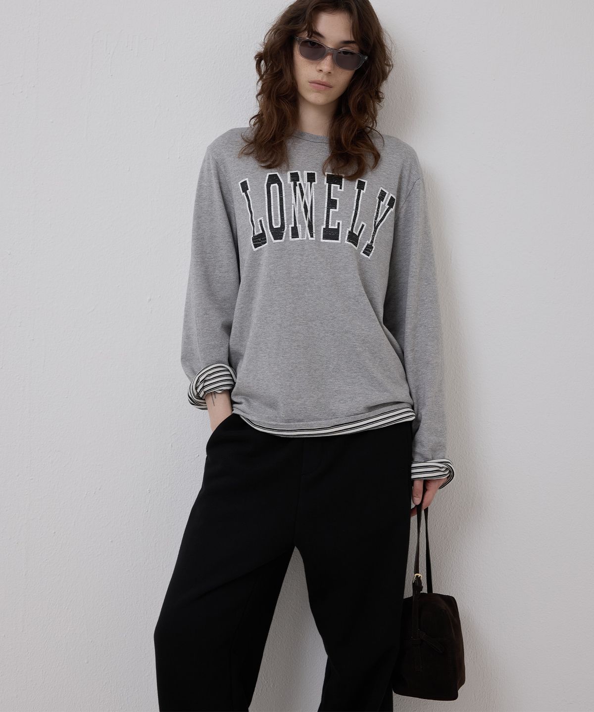 노앙(NOHANT) LONELY/LOVELY REVERSIBLE LONG SLEEVE T-SHIRT GRAY