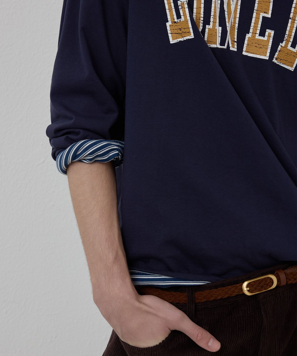 노앙(NOHANT) LONELY/LOVELY REVERSIBLE LONG SLEEVE T-SHIRT NAVY
