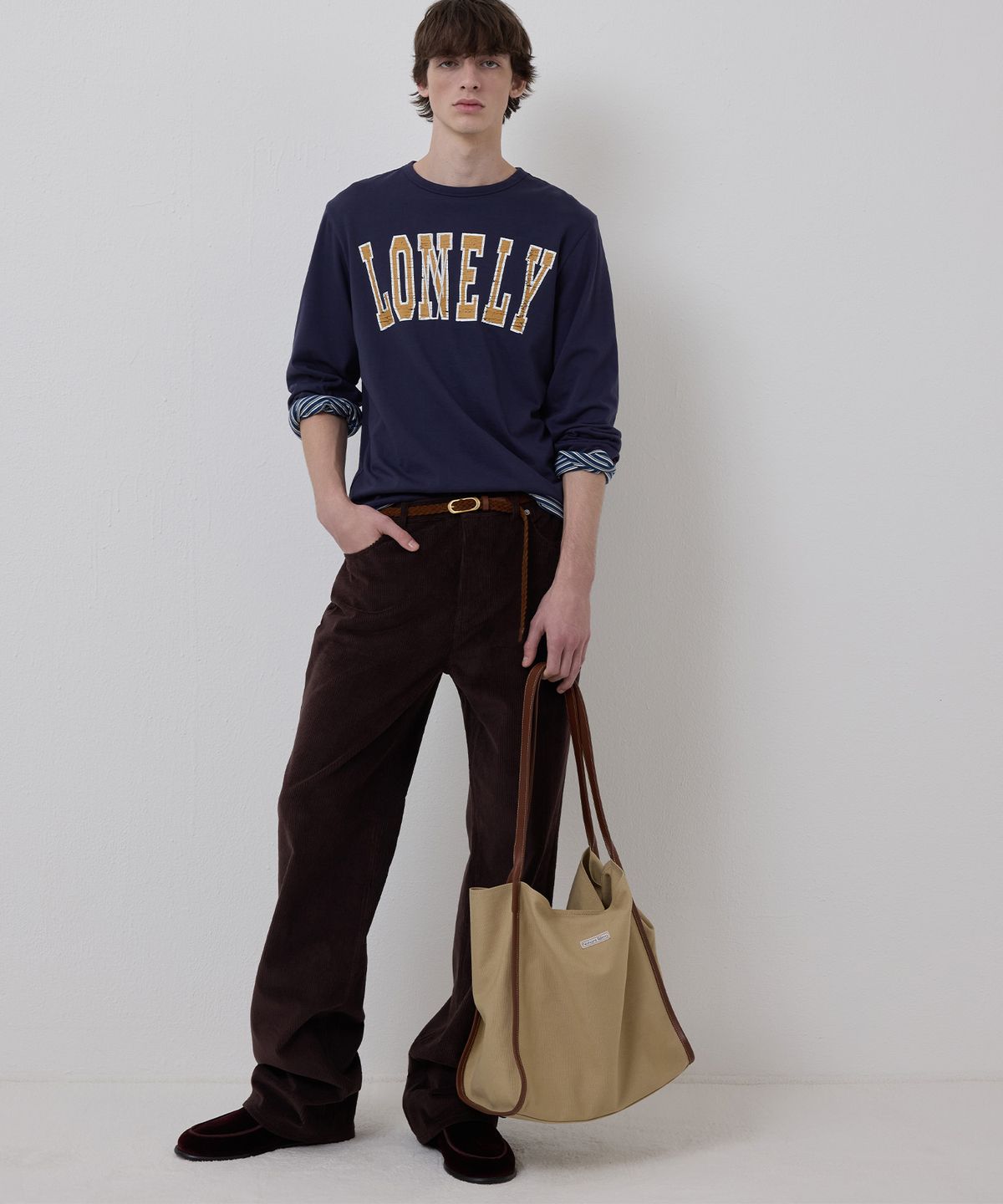 노앙(NOHANT) LONELY/LOVELY REVERSIBLE LONG SLEEVE T-SHIRT NAVY