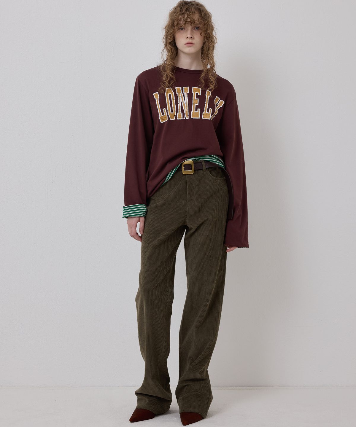 노앙(NOHANT) LONELY/LOVELY REVERSIBLE LONG SLEEVE T-SHIRT BURGUNDY
