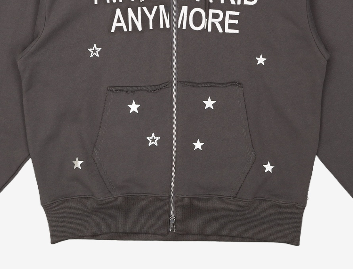 유희(YOUHEE) NOT A KID HOOD ZIP-UP CHARCOAL FREE
