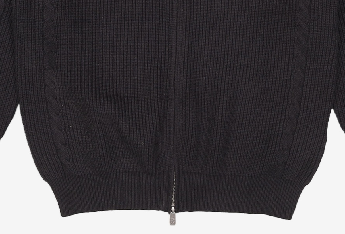 노매뉴얼(NOMANUAL) ANOMALY KNIT ZIP-UP - BLACK L