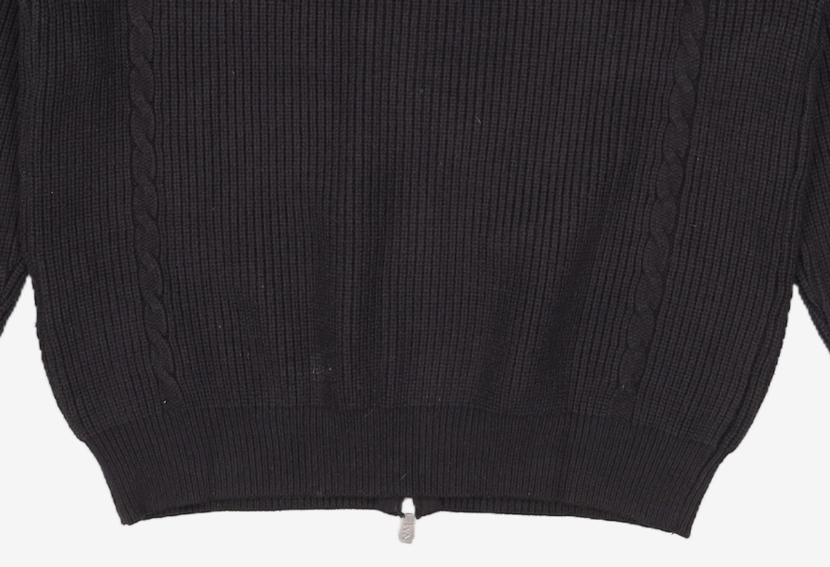 노매뉴얼(NOMANUAL) ANOMALY KNIT ZIP-UP - BLACK L
