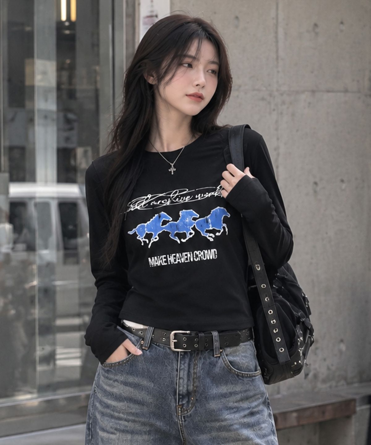 페이드(PEID) PD 블루홀스 슬림핏 긴팔티 2color