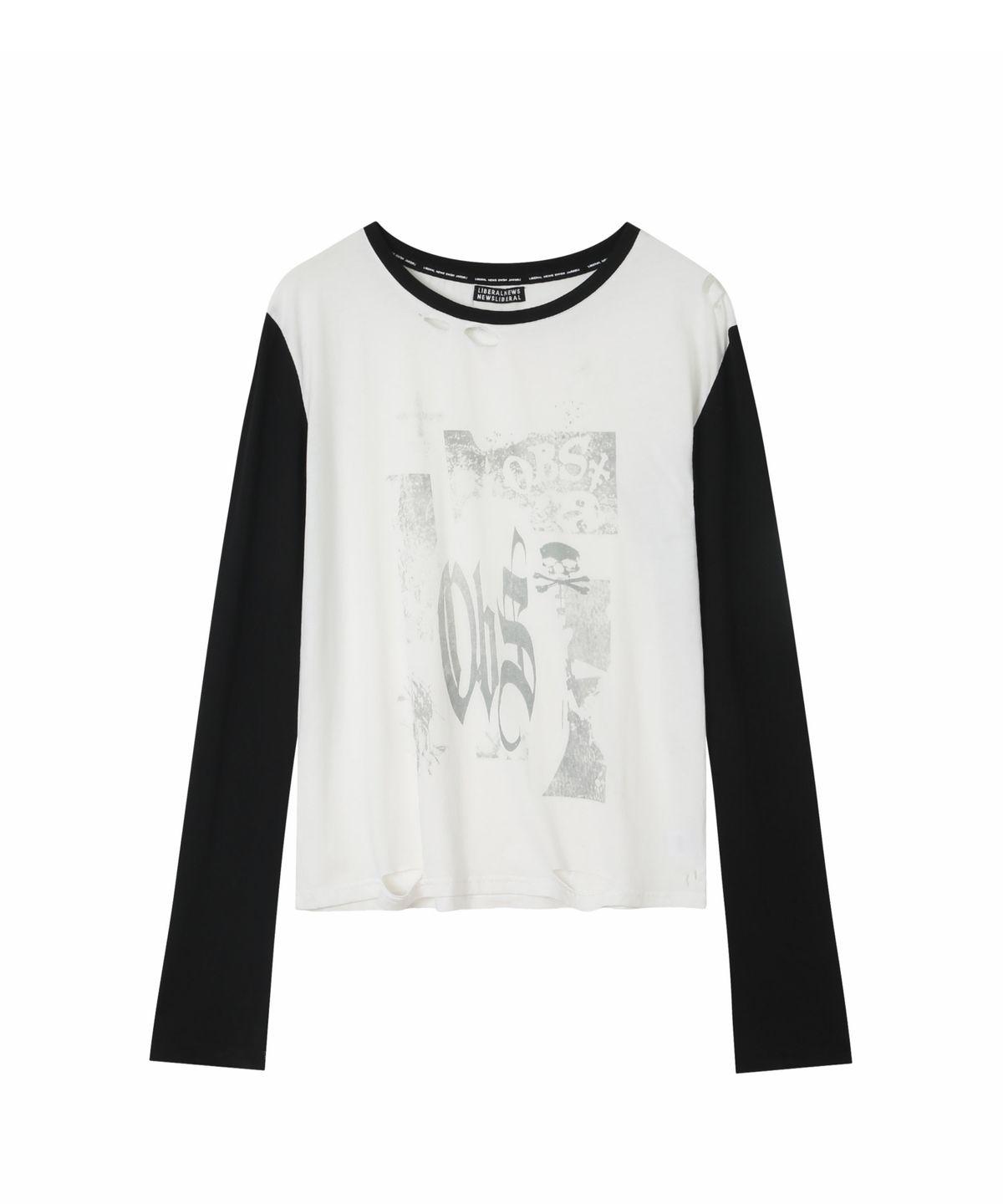 리버뉴스(LIBERALNEWS) DRAWN BLADE SKULL Fake-Layer LS Tee