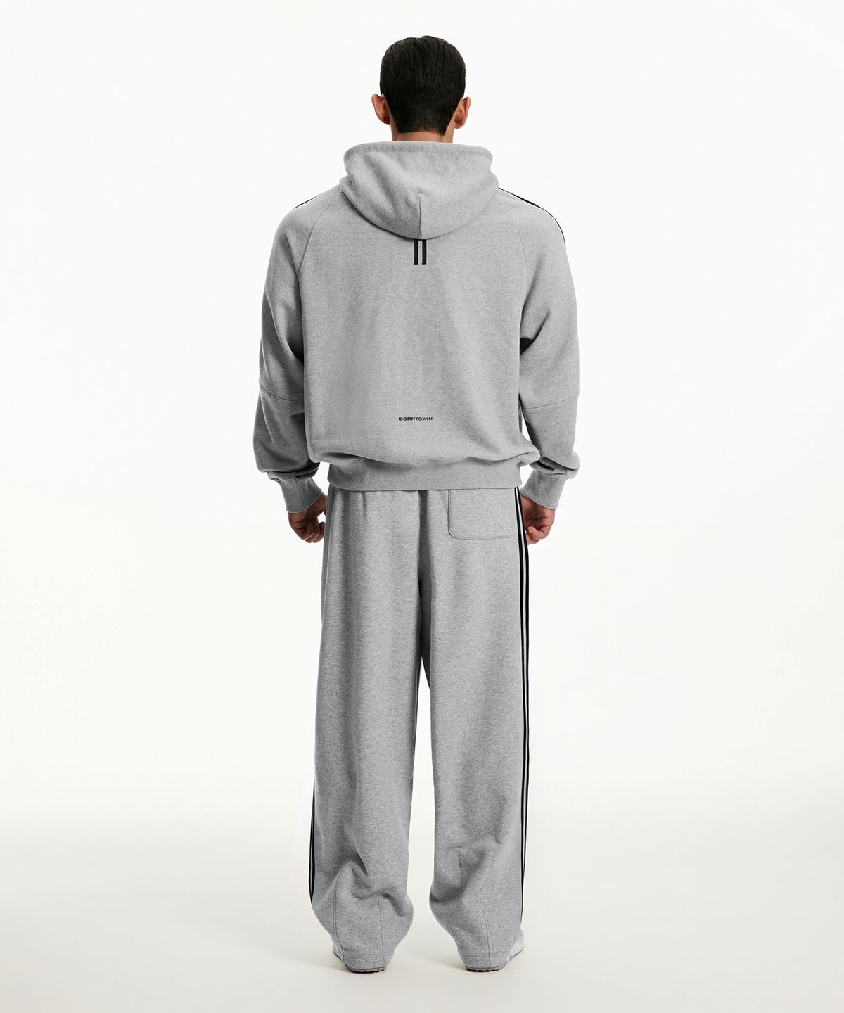 본투윈(BORN TO WIN) CHROME B TRACK LINE MAXI WIDE PANTS [MELANGE GREY]